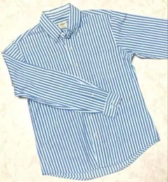 Right-on 長袖シャツ ストライプ ボタンダウン Sサイズ ブルー 春物のサムネイル