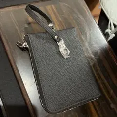 ブラックレザー スマホショルダーバッグ