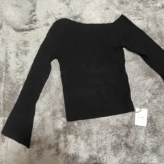 GRL オフショル リブニット ブラック