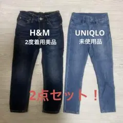 H&M、UNIQLOデニムパンツ110サイズ 美品2本セット