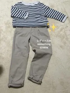 【SOMETHING EDWIN 】カジュアルパンツ ストレッチベージュ レアMのサムネイル