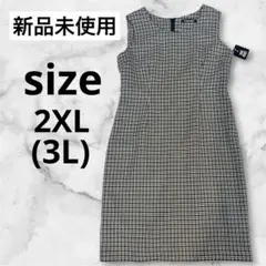 RANG MUSEE ノースリーブ ひざ丈ワンピース チェック柄 2XL 3L