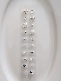 耳つぼジュエリー20粒【まとめ割引あり】シルバー　ハート（同デザインラスト1点）