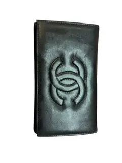 CHANEL ブラックレザー長財布