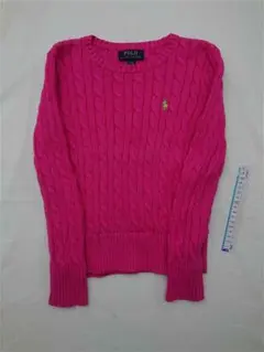 ◎ポロ ラルフローレン ケーブルニットセーター ピンク系 キッズ M