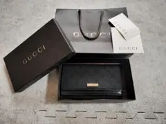 GUCCI 長財布 GGキャンバス レザー ブラック 箱あり