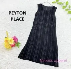 美品✨ PEYTON PLACE ノースリーブ　ワンピ　ストライプ　膝丈　黒　M