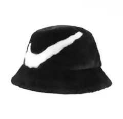 M 57cm ナイキ スウッシュ フェイクファー バケットハット シェルパ 黒