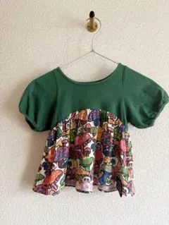 GROUNDGROUND:フリル付きTシャツ グリーン/マルチカラーのサムネイル