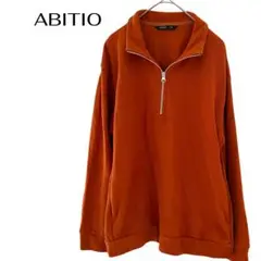 ABITIO ハーフジップパーカートレーナー　長袖リブ　きれいめカジュアル