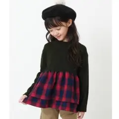 長袖カットソー 100cm チェック柄