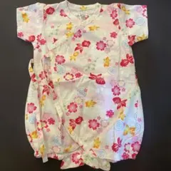 浴衣 甚平 ロンパース 女の子 50 60 金魚柄 くろわっさんすべべ