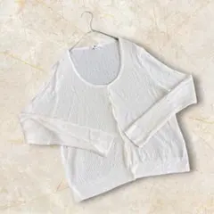 ユニクロ　長袖カーディガン　ホワイト　XLサイズ　春夏　薄手　定番