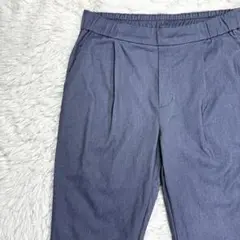タック入り テーパード パンツ ゴムウエスト ブルー