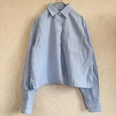 JW ANDERSON×UNIQLO ストライプ長袖シャツ S 青のサムネイル