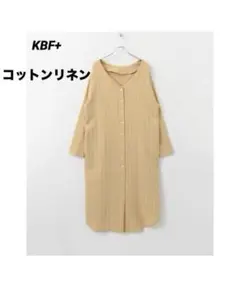 KBF+ ストライプシャツワンピース　ロングワンピース　コットン　リネン
