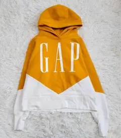 ギャップ ロゴ パーカー（XXS）イエロー 白 裏起毛 ビッグロゴ ストリート