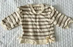 【サイズ70】アイボリーとブラウンのストライプ トップス