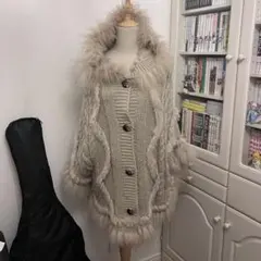 ラビットファー ニットポンチョ