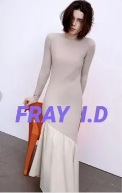 新品同様　アシメ切替リブニットコンビワンピース　FRAY I.D