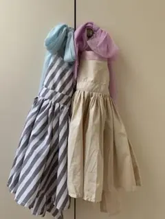 MARL MARL 子供用お食事エプロン ストライプとベージュ