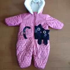 ジャンプスーツ ピンク 黒猫デザイン UZUCHAT 80cm