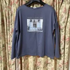 フォトプリント 長袖カットソー ブルーグレー