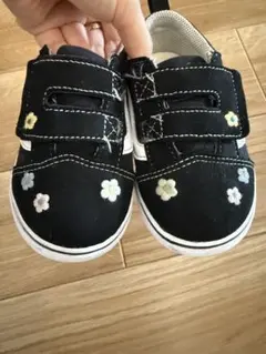 Vans フラワー刺繍 スニーカー 黒　サイズ15.5