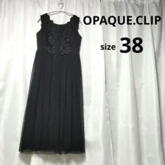 美品✦OPAQUE.CLIP/チュールロングワンピース/M/黒/花柄レース