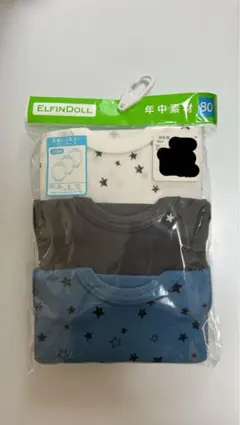 長袖ショルダー/ベビーシャツ/肌着 /3枚組 /80サイズ/星柄/ロンパース