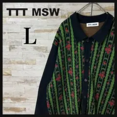 【美品】TTT MSW Flower Jacquard カーディガン 黒【L】のサムネイル