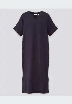 【UNIQLO】リネンブレンドコクーンワンピース 半袖 ネイビー S