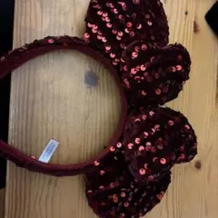 赤いスパンコール ミッキーマウスカチューシャ