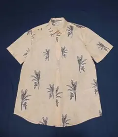 メンズ ZARA 薄いオレンジ色 ボタニカル柄 アロハシャツのサムネイル