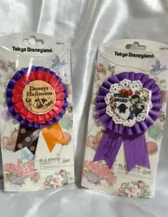 東京ディズニーランドダニー ロゼット ハロウィン リボンピンバッジセット