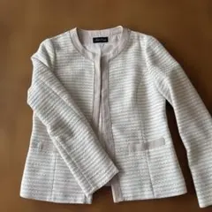 ノーカラーツイードジャケット ライトピンク