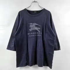 バーバリーブラックレーベル ナイトプリント7分袖ラグランTシャツ 3 ネイビー