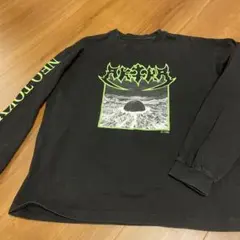 グラフィックプリント長袖カットソー M ブラック