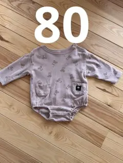 futafluta クマ柄ロンパース 80 くすみピンク