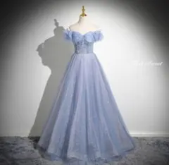 ●ブルー ●オフショルダー●ドレス●結婚式●発表会●撮影会●シンデレラ●前撮り
