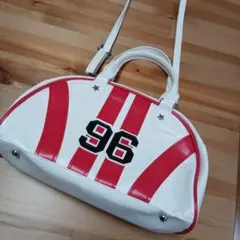 96ロゴ入り ホワイト×レッド 2WAYバッグ