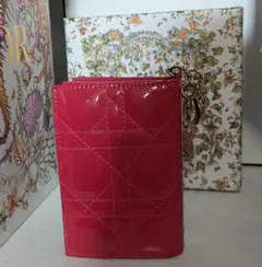 ディオール レディディオール カナージュ レザー×パテント カードケース