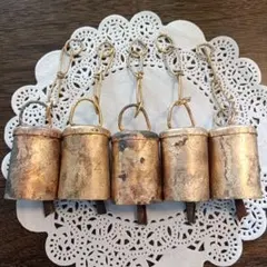 5個 カウベル ドアベル アイアン チェーン付 No.533537 アンティーク