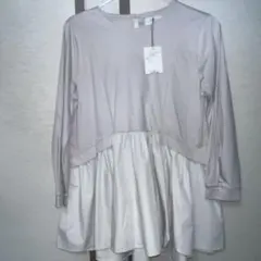 新品◎ワールド◎OPAQUE.CLIP、ピンクベージュフリルカットソーサイズ36