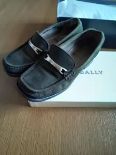 頑丈 BALLY ビットローファー スエード 革 カーキ色 22～22.5cm