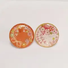ピアス ブローチ 和柄 和風 着物柄 花柄 花 リボン 浴衣 大きめ シンプル