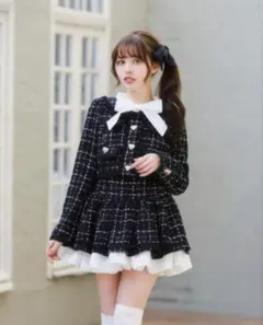 LIZLISA ツイードジャケットセットアップ ブラック