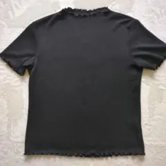 GU 半袖リブ編みカットソー ブラック Lサイズ