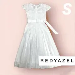 RADYAZEL コットンフレアスリーブレースワンピースホワイトベルトつき