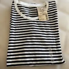 新品未使用】無印良品 オーガニックコットンクルーネック長袖Tシャツ 白 ✖️黒Lのサムネイル
